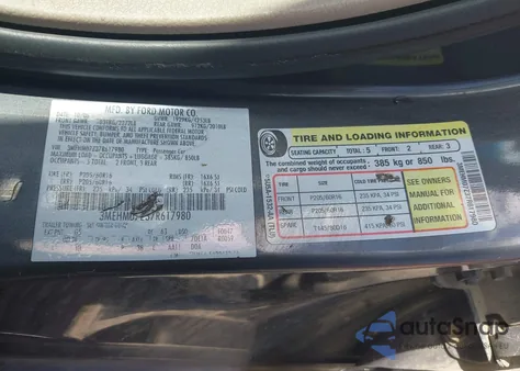 2007 Mercury Milan I4 из США, поврежденный, VIN 3MEHM07Z37R617980